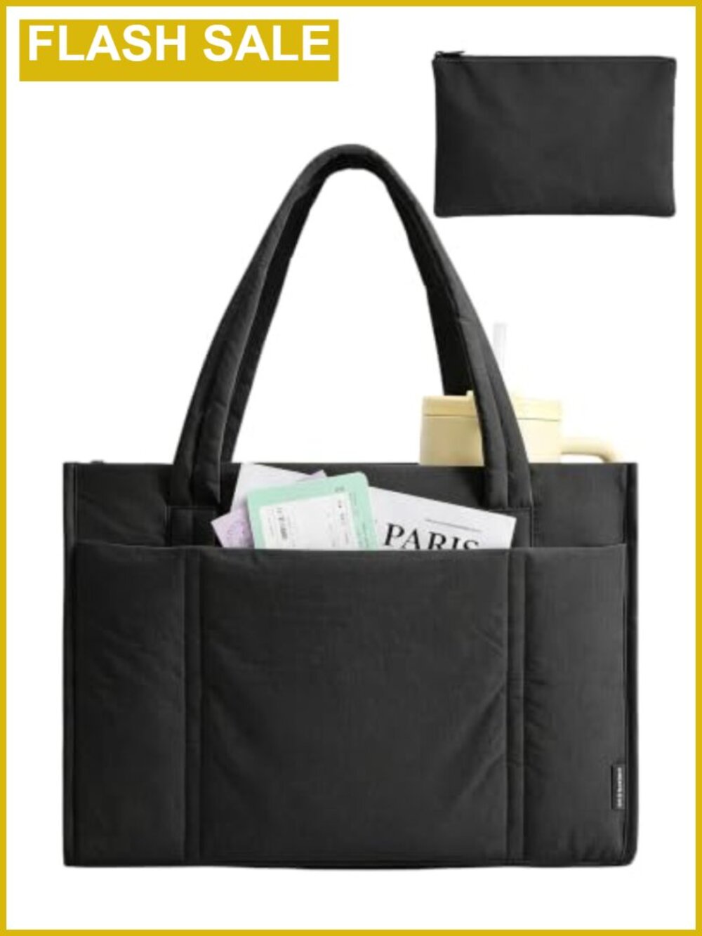 Puffer Tote Bag for Women, Lightweight Laptop Shoulder Handbag